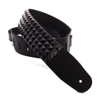 DSL Pyramid Black Leather Guitar Strap