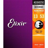 13-53 Elixir Nanoweb 80/20 Bronze Acoustic String Set Medium