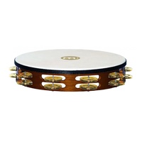 MEINL Headed Wood 10 Inch Tambourine w/Brass Jingles TAH2B-AB