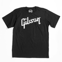 Gibson Black T-Shirt with Distressed Logo - Medium