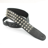 DSL Round Studs Black Leather Guitar Strap