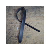 COLONIAL LEATHER Blue Stitched Black 2.5" Leather Guitar Strap