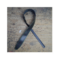 COLONIAL LEATHER Green Stitched Black 2.5" Leather Guitar Strap