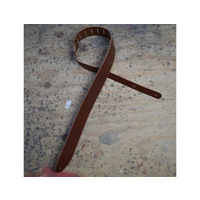 COLONIAL LEATHER Brown 2.5" Leather Guitar Strap With Cream Stitching