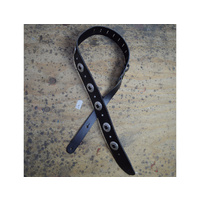 COLONIAL LEATHER Black 2.5" Leather with Conchos Guitar Strap