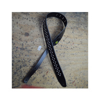 COLONIAL LEATHER Black 2.5" Leather Studded Guitar Strap
