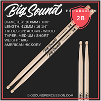 Big Sound Percussion 2B Drumsticks