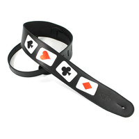 DSL Black Card Leather Guitar Strap