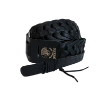 DEERING Black Woven Leather Banjo Strap