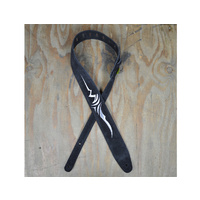 COLONIAL LEATHER Silver Celtic Embroidered Black Suede Guitar Strap
