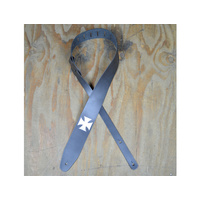 COLONIAL LEATHER Foil Printed Cross Black Leather Guitar Strap