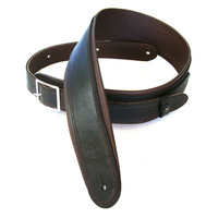 DSL 2.5 Inch Rolled Edge Buckle Black/Brown Leather Guitar Strap