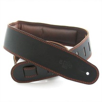 DSL 2.5 Inch Padded Garment Black/Brown Leather Guitar Strap