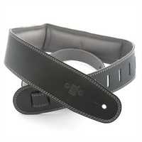 DSL 2.5 Inch Padded Garment Black/Grey Leather Guitar Strap
