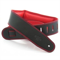 DSL 2.5 Inch Padded Garment Black/Red Leather Guitar Strap