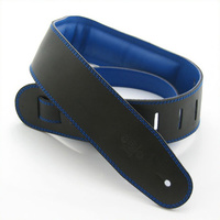 DSL 2.5 Inch Padded Garment Black/Blue Leather Guitar Strap