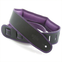 DSL 2.5 Inch Padded Garment Black/Purple Leather Guitar Strap