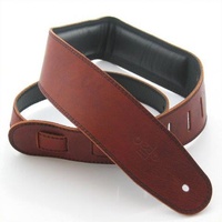 DSL 2.5 Inch Padded Garment Maroon/Black Leather Guitar Strap