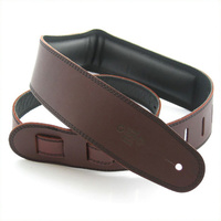 DSL 2.5 Inch Padded Garment Saddle Brown/Black Leather Guitar Strap