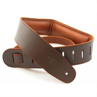DSL 2.5 Inch Padded Garment Saddle Brown/Brown Leather Guitar Strap