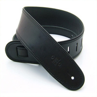 DSL 2.5 Inch Rolled Edge Black/Black Leather Guitar Strap