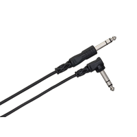 HOSA TECHNOLOGY 1/4 Inch TRS Straight to 1/4 Inch TRS Right Angle Stereo Interconnect Cable (10ft)