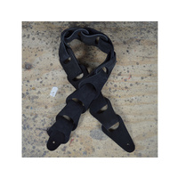 COLONIAL LEATHER Black Suede Link Leather Guitar Strap
