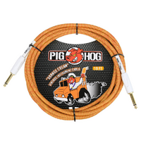 PIG HOG Woven 10ft Orange Creme Guitar Cable Straight Jack