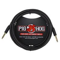 PIG HOG Woven 10ft Black Guitar Cable Straight Jack