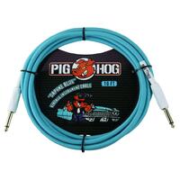 PIG HOG Woven 10ft Daphne Blue Guitar Cable Straight Jack