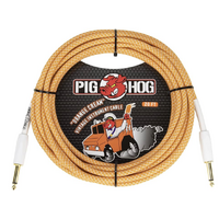 PIG HOG Woven 20ft Orange Creme Guitar Cable Straight Jack