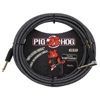 PIG HOG Woven 20ft Amp Grill Guitar Cable Right Angle Jack