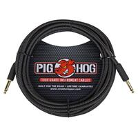 PIG HOG Woven 20ft Black Guitar Cable Straight Jack