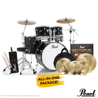 PEARL ROADSHOW-X Fusion Plus Jet Black Drum Kit with Pearl BRD-1 Cymbals