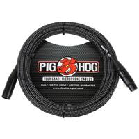 PIG HOG Woven 20ft Black White XLR Microphone Cable