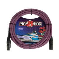 PIG HOG Woven 20ft Riviera Purple XLR Microphone Cable
