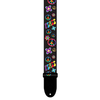 PERRIS PS6797 2" Hippy Collection Peace Guitar Strap with Black Leather ends