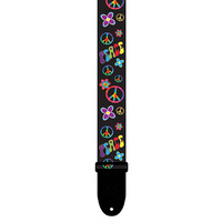 PERRIS PS6797 2" Hippy Collection Peace Guitar Strap with Black Leather ends