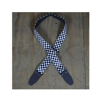 COLONIAL LEATHER White & Black Checker Guitar Strap