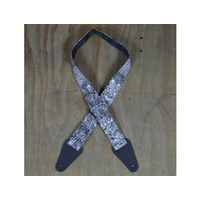 COLONIAL LEATHER Black & White Aboriginal Art Webbing Guitar Strap