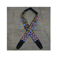 COLONIAL LEATHER Multi Coloured Diamonds Jacquard 50mm Webbing Guitar Strap