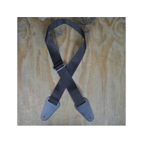 COLONIAL LEATHER Black Webbing With Heavy Duty Leather Ends Guitar Strap