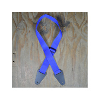 COLONIAL LEATHER Blue Webbing With Heavy Duty Leather Ends Guitar Strap
