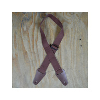 COLONIAL LEATHER Brown Webbing With Heavy Duty Leather Ends Guitar Strap