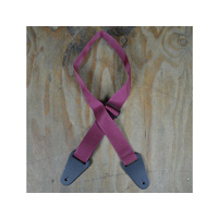 COLONIAL LEATHER Burgandy Webbing With Heavy Duty Leather Ends Guitar Strap