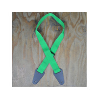 COLONIAL LEATHER Lime Green Webbing With Heavy Duty Leather Ends Guitar Strap