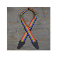 COLONIAL LEATHER Rainbow Webbing With Heavy Duty Leather Ends Guitar Strap