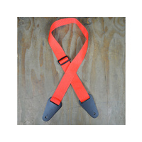 COLONIAL LEATHER Red Webbing With Heavy Duty Leather Ends Guitar Strap