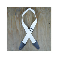 COLONIAL LEATHER White Webbing With Heavy Duty Leather Ends Guitar Strap