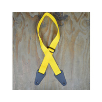 COLONIAL LEATHER Yellow Webbing With Heavy Duty Leather Ends Guitar Strap